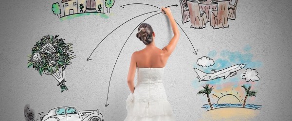 bride determining her wedding on a budget