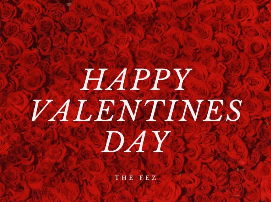 Happy Valentines Day graphic on red roses