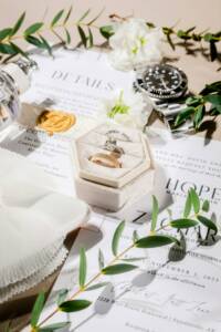 wedding invitations with ring box and watch