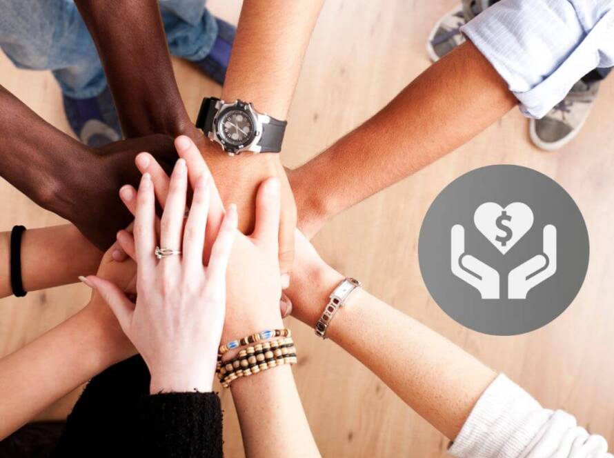 Fundraiser Venue Team hands in circle